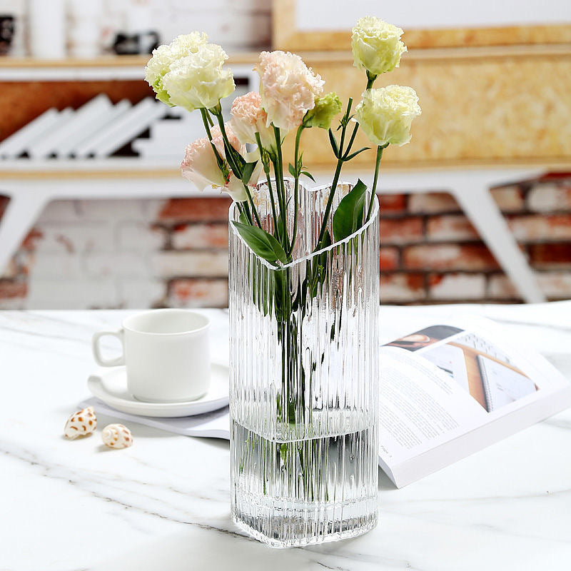 HomDe Net Red Creative Love Vase Light Luxury High Grade Ins Living Room Dry Flower Arrangement Flowers Hydroponic Transparent Glass Ornaments - decor