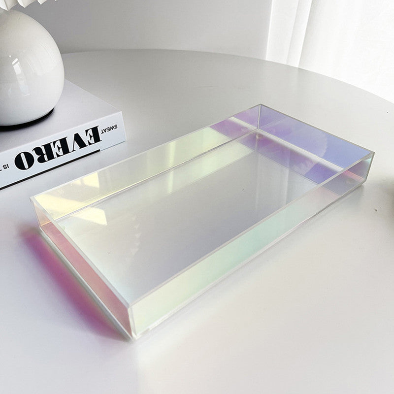 Colorful Acrylic Fruit Plate Transparent Water Cup Tray Tea Cup Storage Tray Household Rectangular Modern Storage