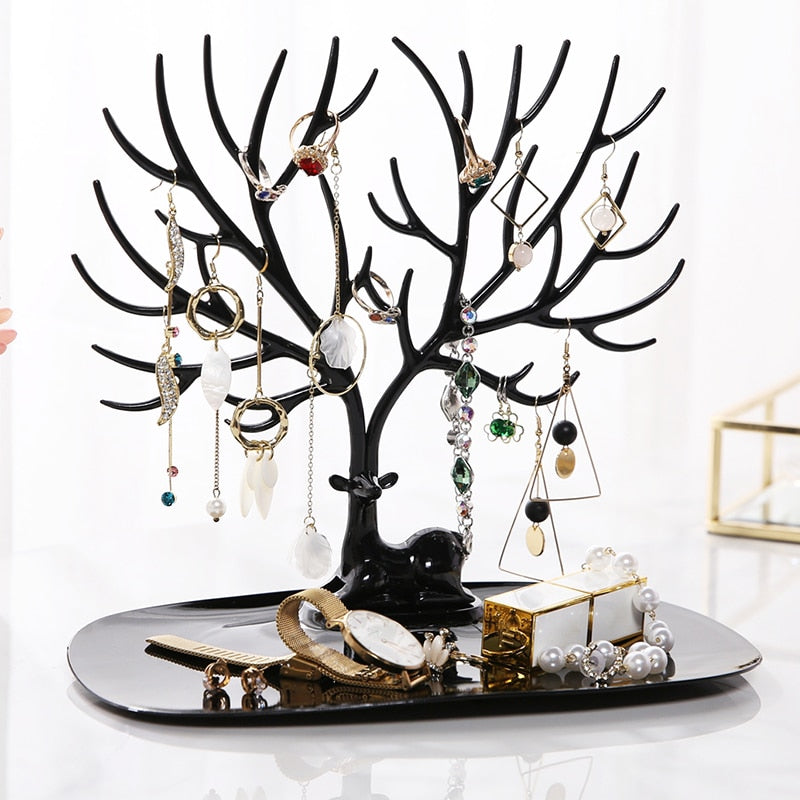 ANFEI Little Deer Earrings Necklace Ring Pendant Bracelet Jewelry Display Stand Tray Tree Storage Racks Organizer Holder H39 - Storage