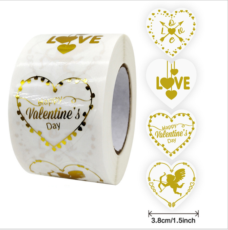500pcs/roll Valentines Gift Bags Stickers Seal Labels I Love You Happy Valeninte's Day Scrapbooking Sticker for Wedding Supplies - party