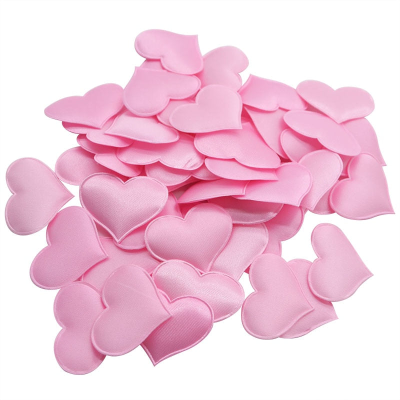 50Pcs 32mm Romantic Sponge Satin Fabric Heart Petals Wedding Confetti Table Bed Heart Petals Wedding Valentine Decoration - party