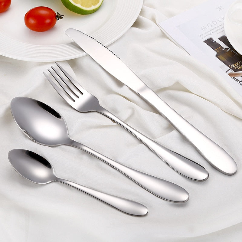 Multi-Colors Rainbow Cutlery Set Dinnerware Set Black Cutlery Kit Fork Knife Stainless Steel Silverware Home Tableware Set - kitchen