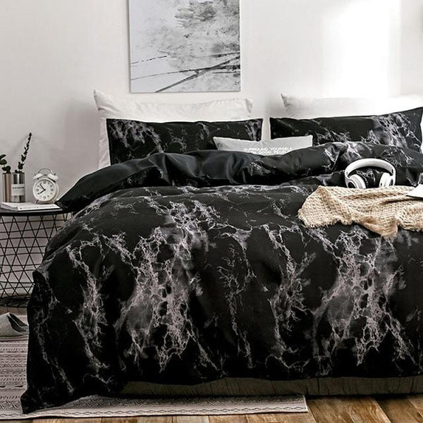 Textile The Bedroom Bedding Is A Comfortable White Marble Pattern Printed Duvet Cover (2/3 Piece Set)