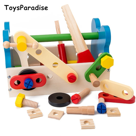 New Arrival Simulation Maintenance Tool Toys Portable Toolbox Wooden Toys For Kids Pretend Play Boy Gift Educational Animal