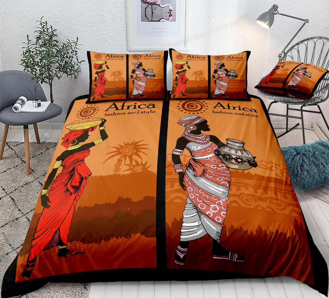 HomTe African home textile ethnic style bed sheet quilt cover pillowcase three or four piece set