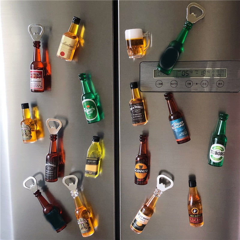 Retro Creative Personality Mini Beer Bottle Opener Home Drink Bottle Opener Refrigerator Stick Bar Magnetic Stickers Decoration - kitchen