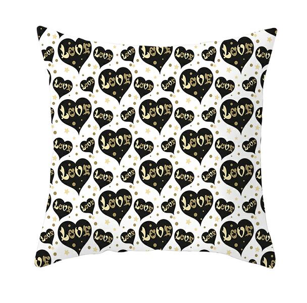 HomDe Black White Heart Cushion Cover Arrow I Love You Letters Happy Valentine Pillow Covers Gifts for Couples Valentine's Decoration - textile