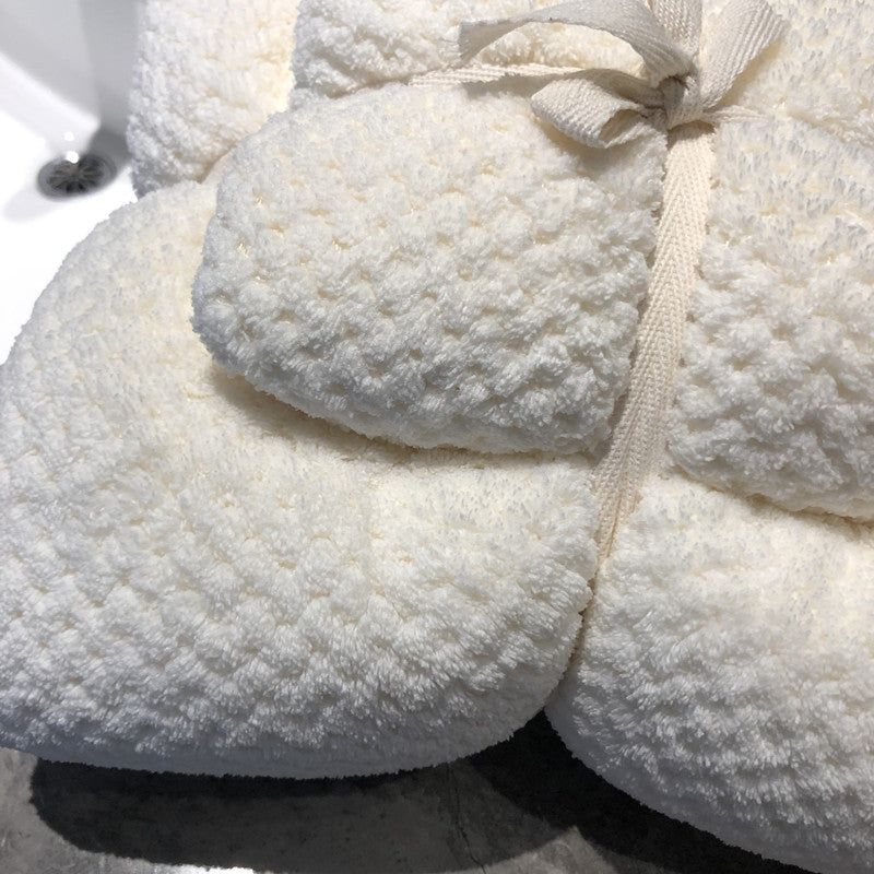 HomTe Coral Fleece Pineapple Grid Absorbent Towel Bath Towel Combination Set - Textile