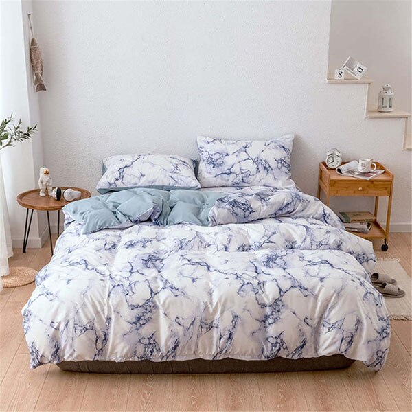 Textile The Bedroom Bedding Is A Comfortable White Marble Pattern Printed Duvet Cover (2/3 Piece Set)