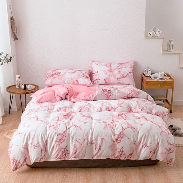 Textile The Bedroom Bedding Is A Comfortable White Marble Pattern Printed Duvet Cover (2/3 Piece Set)