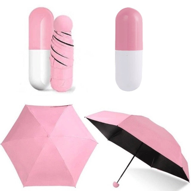 Mini Folding Capsule Small Umbrella With Pill Package Box Pocket Parasol Rain Anti-UV Portable Travel Umbrella Sunny Rainy Day - household
