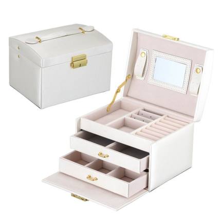 Jewelry Organizer Large Jewelry Box High Capacity Jewelry Casket Makeup Storage Makeup Organizer Leather Beauty Travel Box - storage