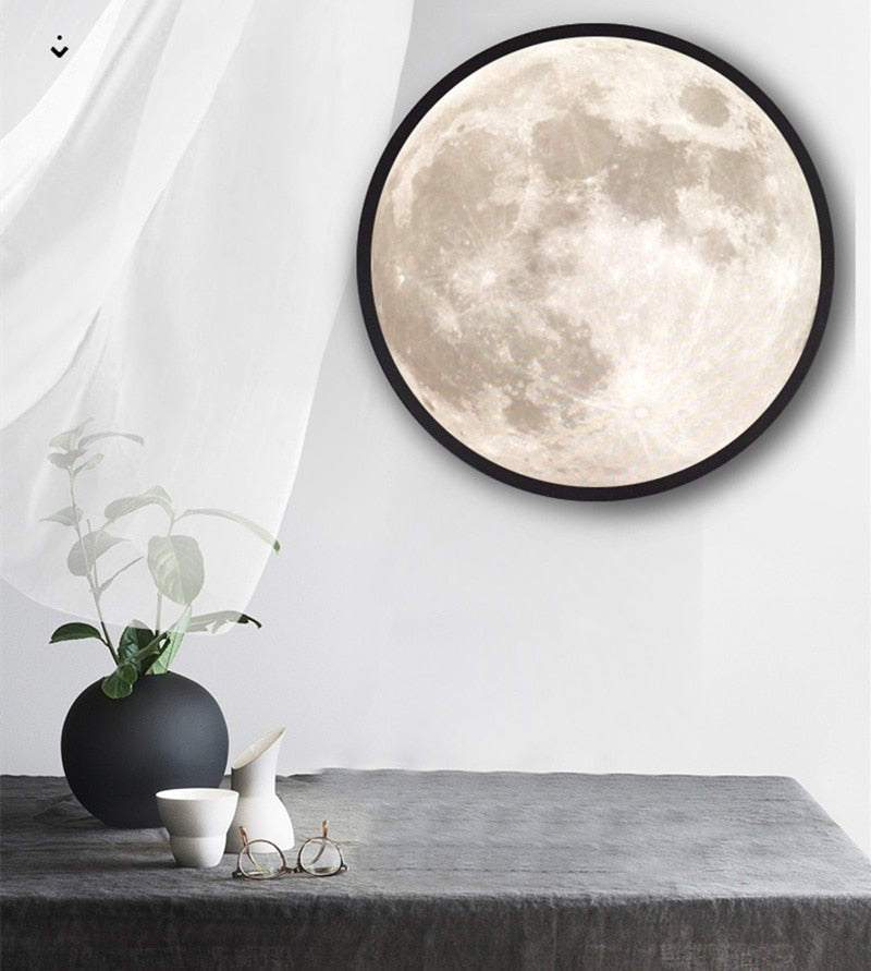 LED Mirror Moon Lamp Mercury Lamps Romantic Makeup Wood Frame Hanging Mirror Girl Gift Bedroom Decor - Light