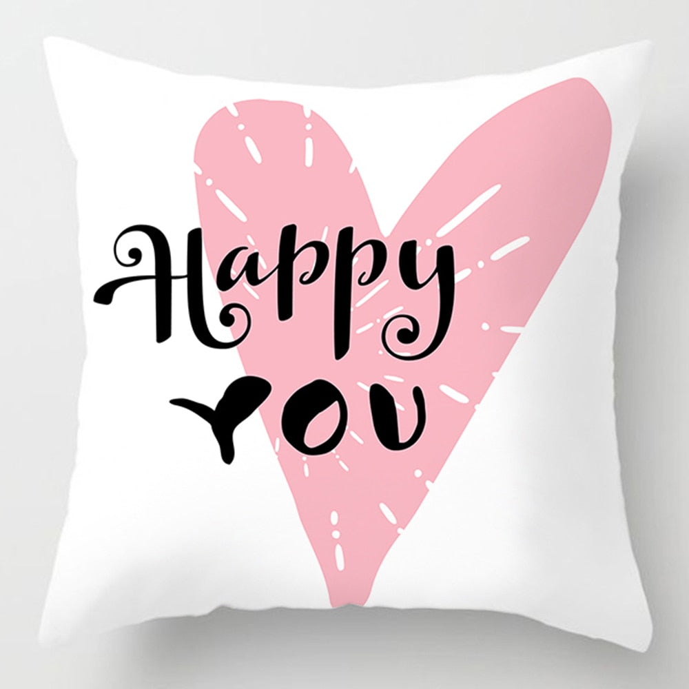 HomTe Fashion Pink Letter Pillow Case 45*45 Polyester Home Throw Pillows Soft Decorative Cushion Cover For Sofa Chair Pillow Covers - Textile