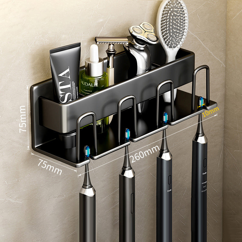 Toothbrush Shelf Bathroom Non-Perforated Mouthwash Cup Tooth Cup Wall-Mounted Storage Rack Electric Toothbrush Shelf - household
