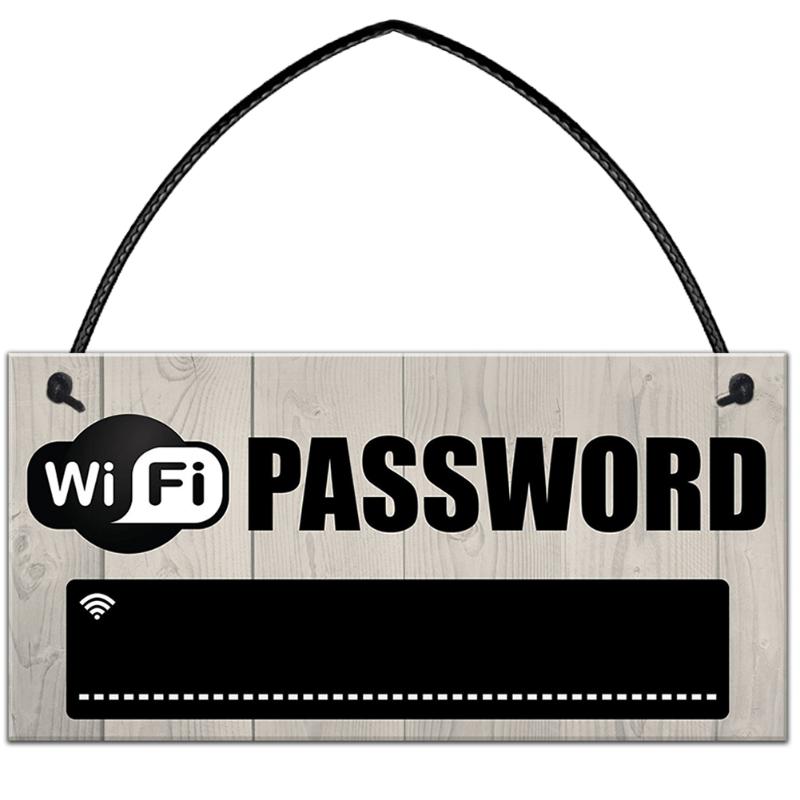 Wooden WiFi Password Sign Hanging Board Chalkboard Internet Signal Plate Indication Home Coffee Bar Party Decorations - HomDe