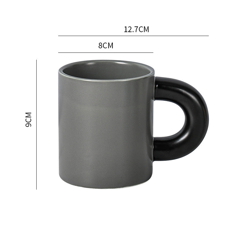 Thick Handle Ceramic Cup High-Value Mug Creative Ins Nordic Coffee Cup Breakfast Cup Couple Water Cup - kitchen