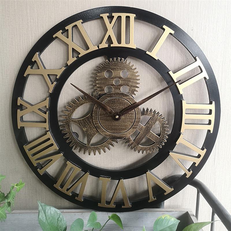 HomDe Industrial Gear Wall Clock Decorative Wall Clock Industrial Style Wall Clock (Silver Shipment without Battery)