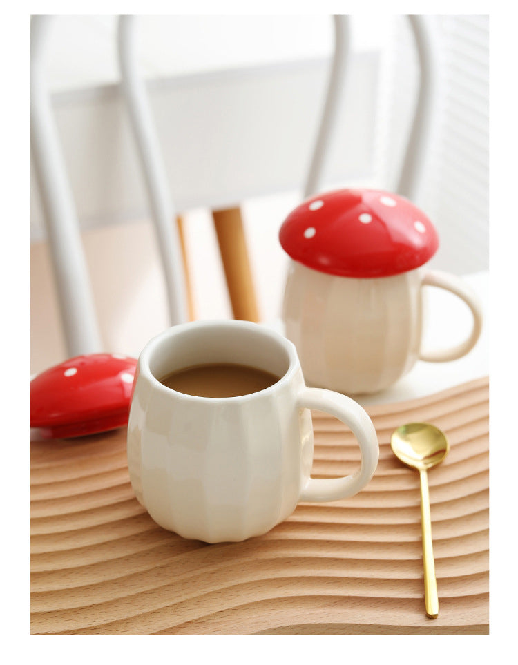 Creative Mushroom Mug  With Lid Coffee Mug Drinking Water Ceramic Mug