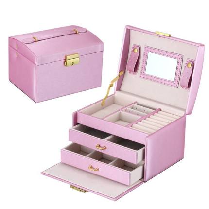 Jewelry Organizer Large Jewelry Box High Capacity Jewelry Casket Makeup Storage Makeup Organizer Leather Beauty Travel Box - storage