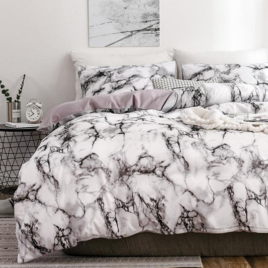 Textile The Bedroom Bedding Is A Comfortable White Marble Pattern Printed Duvet Cover (2/3 Piece Set)