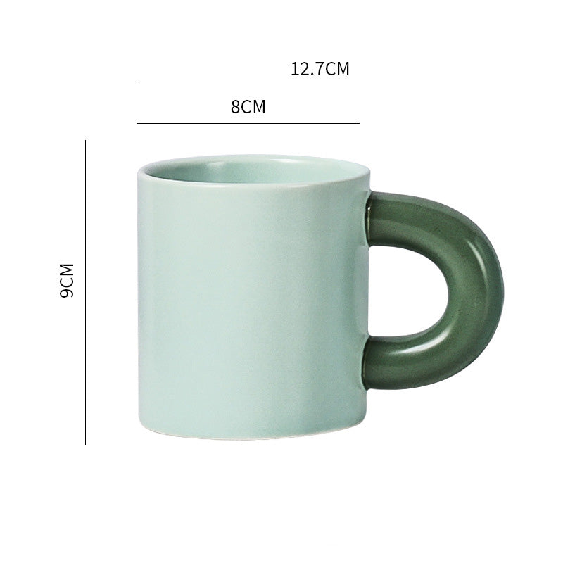 Thick Handle Ceramic Cup High-Value Mug Creative Ins Nordic Coffee Cup Breakfast Cup Couple Water Cup - kitchen