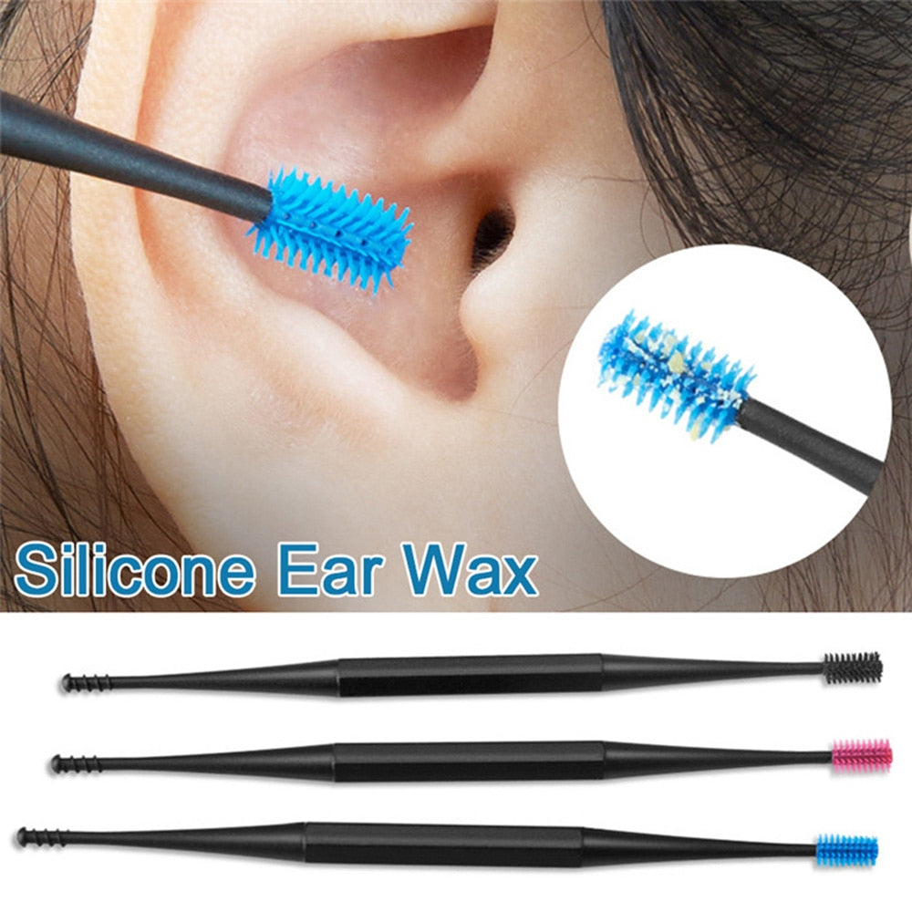 3PCS Soft Silicone Ear Pick Double-ended Earpick Ear Wax Curette Remover Ear Cleaner Spoon Spiral Ear Clean Tools - B&H