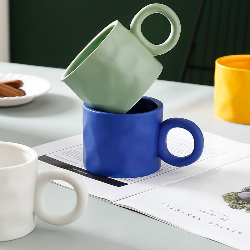 Nordic Ins Style Ceramic Mug Creative Klein Blue Big Ear Water Cup Simple And Practical Breakfast Coffee Cup - kitchen