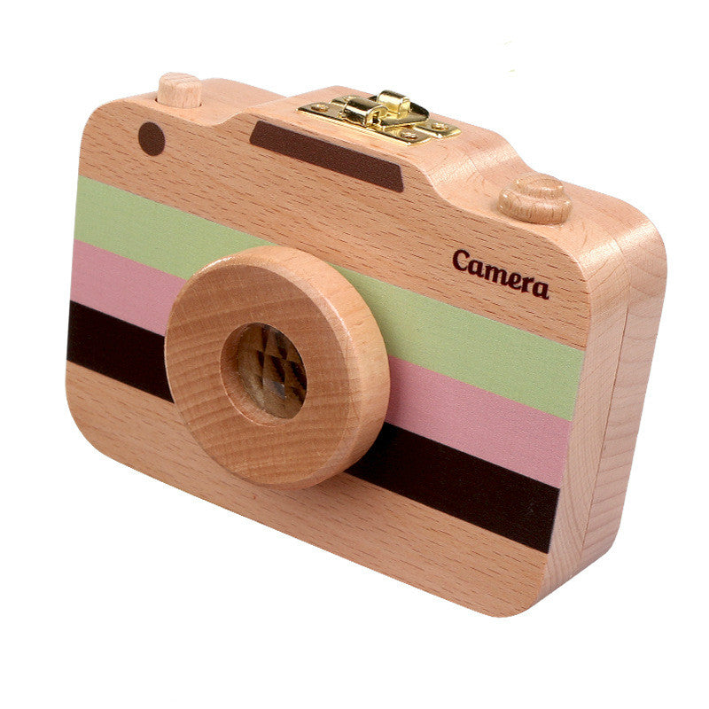 Wooden Children's Camera Toy Baby Teeth Box Baby Teeth Storage Box